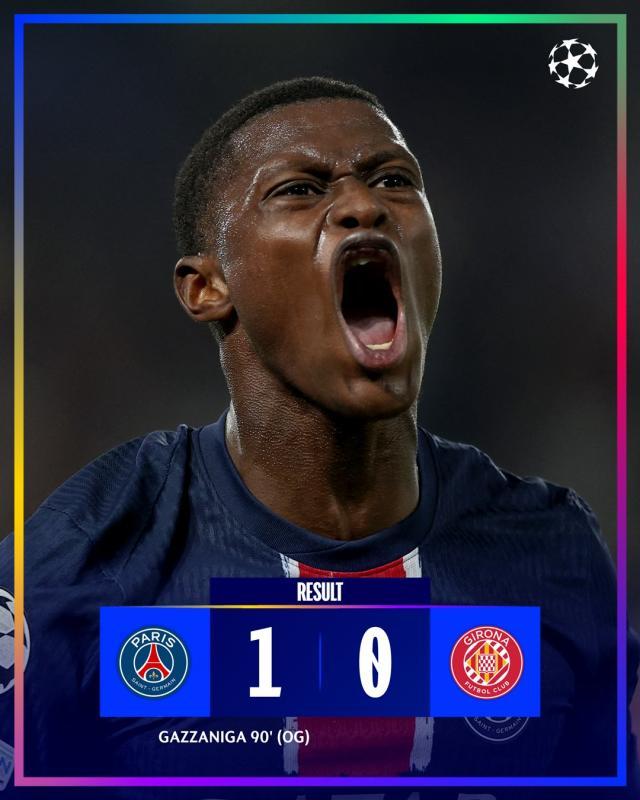 bwin-【欧冠】努诺·门德斯造乌龙绝杀，巴黎1比0赫罗纳